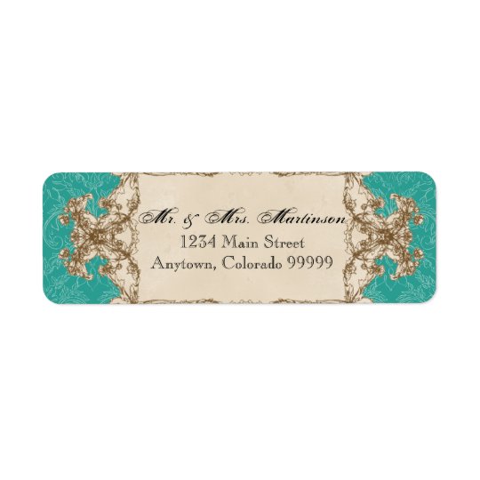 Address Labels - Teal Vintage Peacock & Etchings