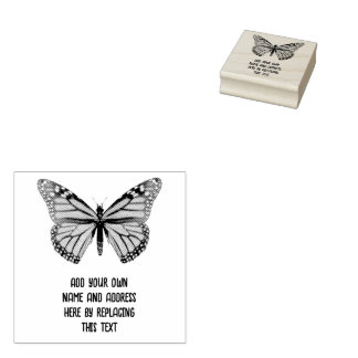 Address Monarch Butterfly Rubber Stamp