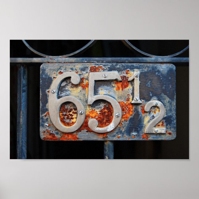 Address Number Plaque, Sixty-five and a Half Poster (Front)