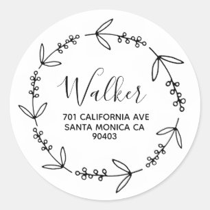 address return classic round sticker