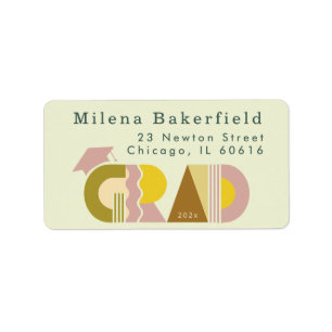 Address Return Label Grad Graduation Retro Sticker