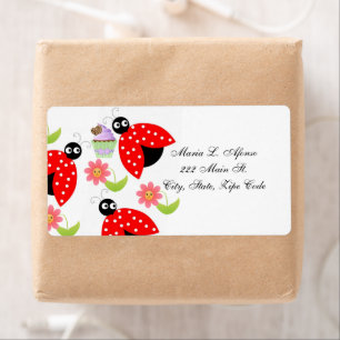Address Return Labels Lady Bugs Floral Cupcakes