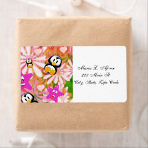 Address Return Labels Penguins Floral