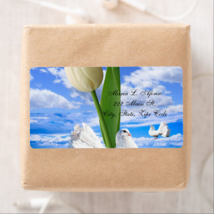 Address Return Labels White Doves Tulips