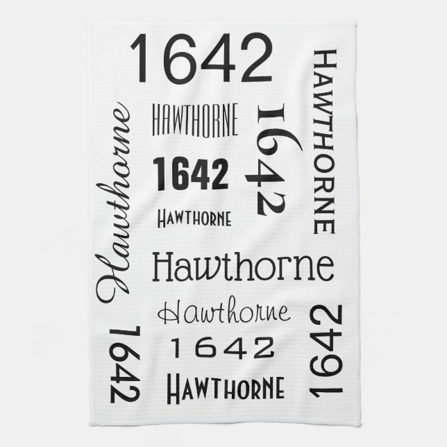 Address & Street Name Personalised White Tea Towel (Vertical)