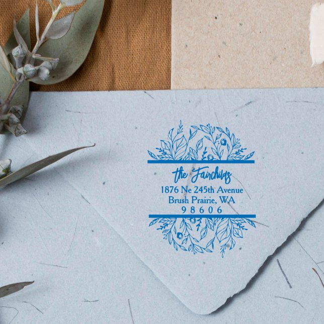 Address Trendy Simple Fancy Wildflowers & Twigs Rubber Stamp (Creator Uploaded)