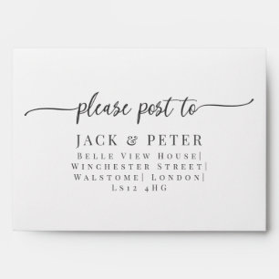 Addressed envelope formal text with script,