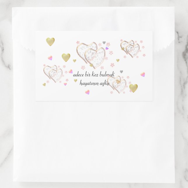 adece bir kez bulmak hayatının aşkı ,personalised rectangular sticker (Bag)