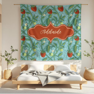 Adelaide Aqua Strawberry Vine Fleece Blanket