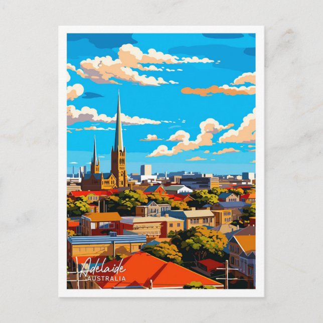 Adelaide Australia Artwork Travel Illustration Postcard (Front)