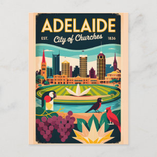 Adelaide Australia Retro Travel Poster Art Postcard