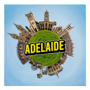 Adelaide Australia tiny little planet landmark arc Poster