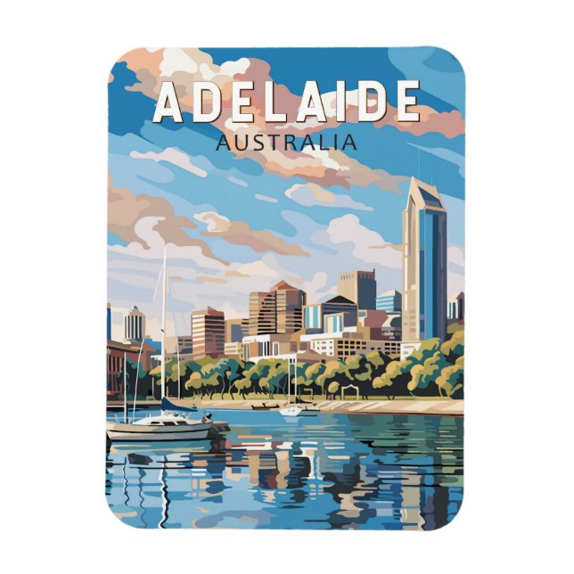 Adelaide Australia Travel Art Vintage Magnet (Vertical)