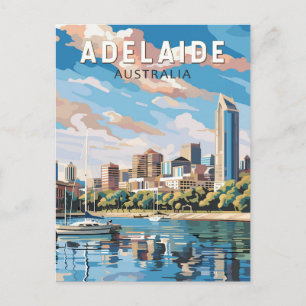 Adelaide Australia Travel Art Vintage Postcard