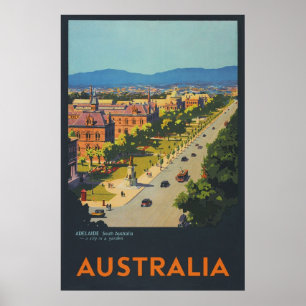 Adelaide Australia Vintage Travel Poster