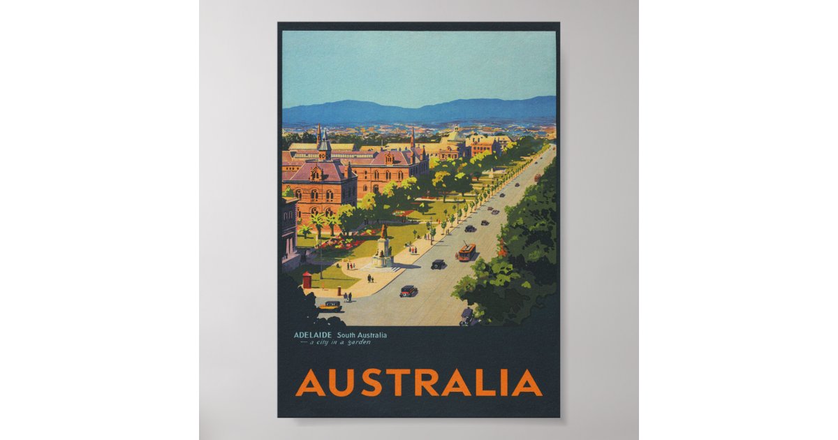 Adelaide Australia Vintage Travel Poster Zazzle