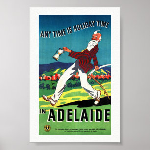 Adelaide Australia Vintage Travel Poster Restored