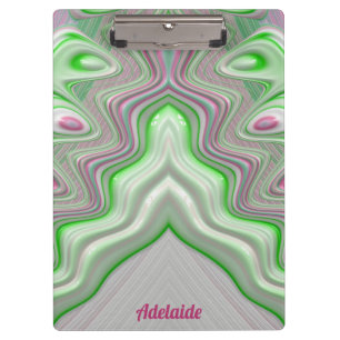 ADELAIDE ~ PASTEL 3D! Pink, Green and White GLOSSY Clipboard