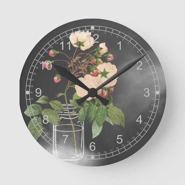 Adelaide Rose on Black Round Clock (Front)