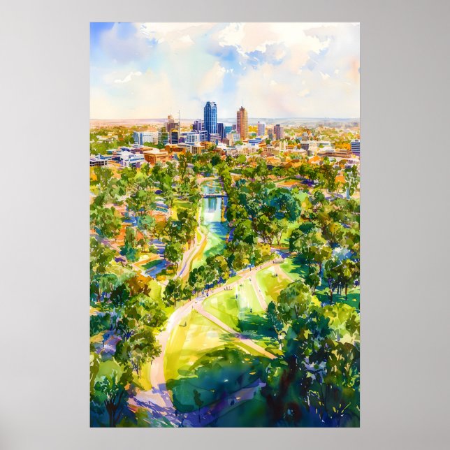 Adelaide Watercolor Poster Wall Art Adelaide Wall (Front)