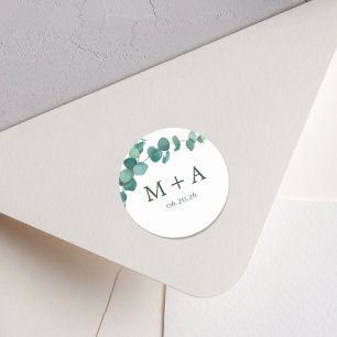 Adelaide Wedding Monogram Classic Round Sticker