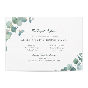 Adelaide Wedding Rehearsal Watercolor Eucalyptus Invitation