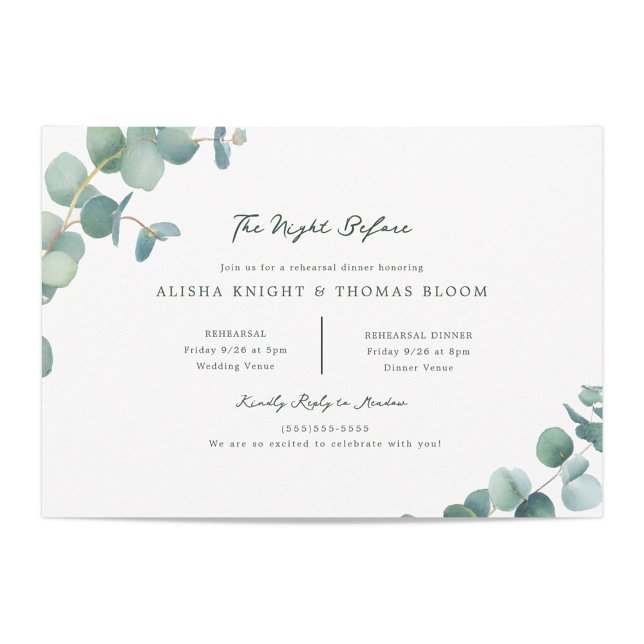 Adelaide Wedding Rehearsal Watercolor Eucalyptus Invitation (Creator Uploaded)