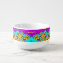ADELAIDE ~ Wow! Purple Yellow Aqua Cute Soup Mug