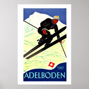 Adelboden,Schweiz, Ski Travel Poster