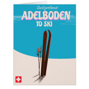 Adelboden Switzerland ski travel poster