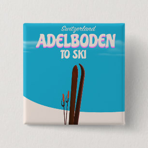Adelboden Switzerland ski travel poster 15 Cm Square Badge