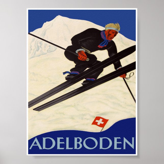 Adelboden Switzerland Vintage Ski Poster (Front)