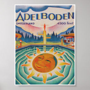 Adelboden Switzerland Vintage Travel Poster