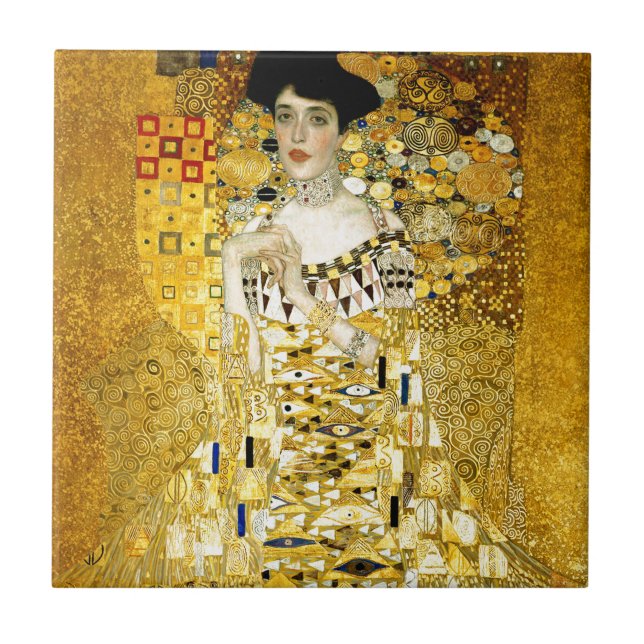 Adele Bloch-Bauer I by Gustav Klimt Art Nouveau Ceramic Tile (Front)