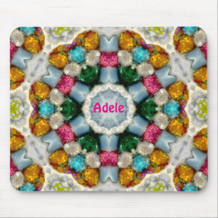 ADELE ~ Colourful Gems Pattern ~ Personalised Mouse Pad