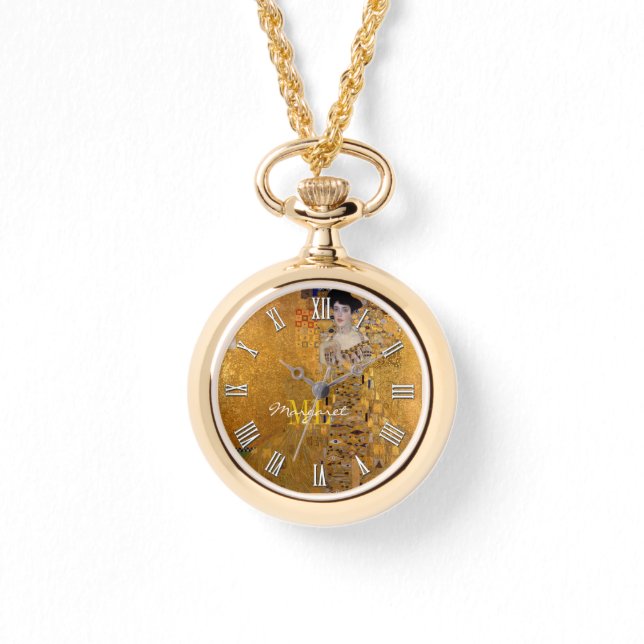 Adele, Lady in Gold by Gustav Klimt, Monogram Name Watch (Front)