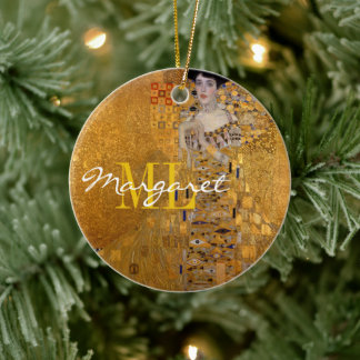 Adele, Lady in Gold by Gustav Klimt, Monogrammed Ceramic Ornament