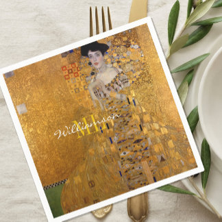 Adele, Lady in Gold by Gustav Klimt, Monogrammed Napkin