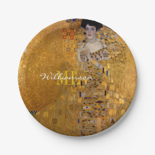 Adele, Lady in Gold by Gustav Klimt, Monogrammed Paper Plate