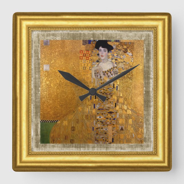 Adele, Lady in Gold, Gustav Klimt, Canvas, Framed Square Wall Clock (Front)