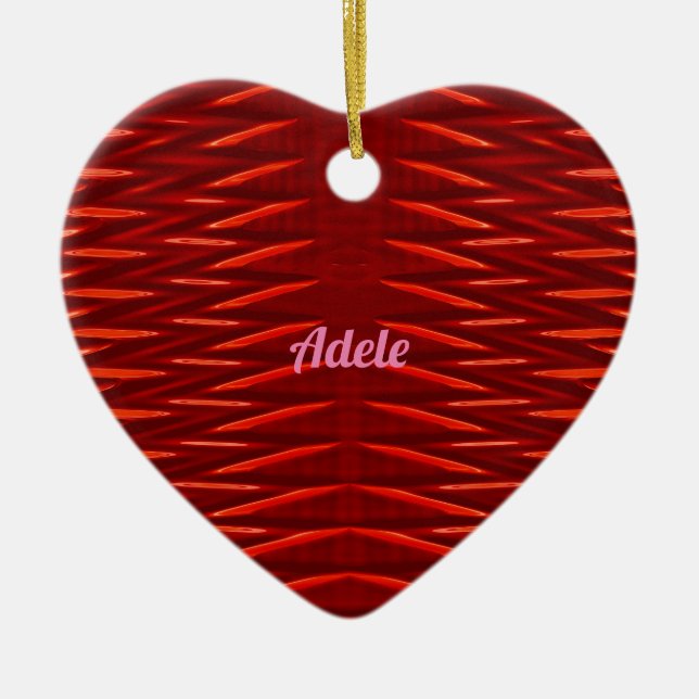 ADELE ~VALENTINE HEART ~ Red Fractal ~ Ceramic Ornament (Front)