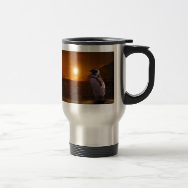 Adelie Penguin & Antarctic Sunset Travel Mug (Right)
