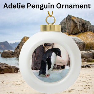Adelie Penguin Ceramic Ball Christmas Ornament