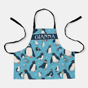 Adelie Penguin Pastel Colourful Pattern Apron