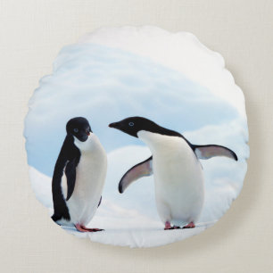 Adelie Penguins Round Cushion