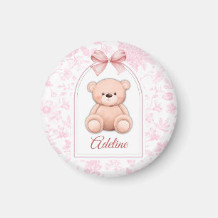 Adeline   Custom Pink Teddy Bear Nursery Design  Magnet