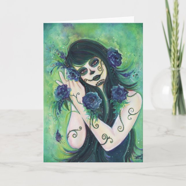 Adelita day of the Dead card By Renee L. Lavoie (Front)