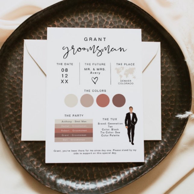 ADELLA Edgy Modern EDITABLE Groomsman Info Card (Creator Uploaded)