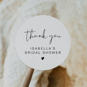 ADELLA Edgy Modern Minimal Bridal Shower Thank You Classic Round Sticker
