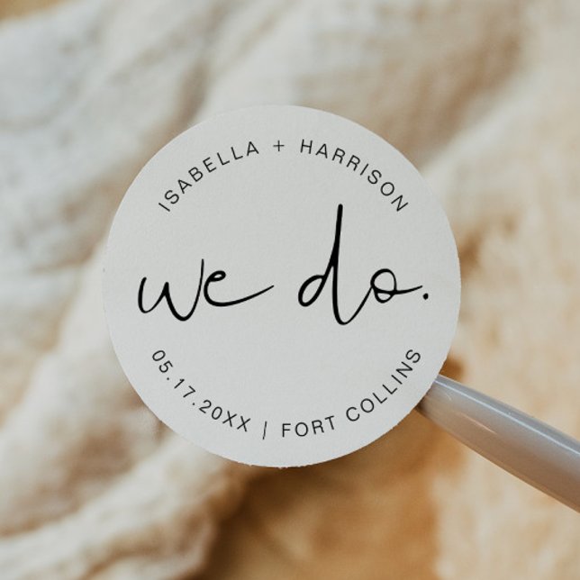 ADELLA Edgy Modern Minimalist Simple Wedding Classic Round Sticker (Creator Uploaded)